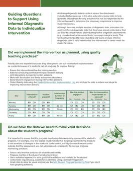 page 1 of Guiding Questions to Support Using Informal Diagnostic Data to Individualize Intervention