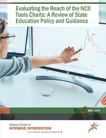cover of evaluating the reach of the NCII tools chart showing woman pointing at a computer with data