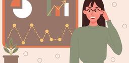 teacher in front of data