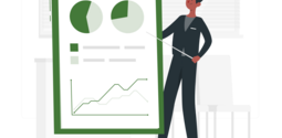 Cartoon person and data report