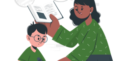 Cartoon teacher and student